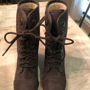 Blowfish Tall Brown Lace-up boot wedge size 7
